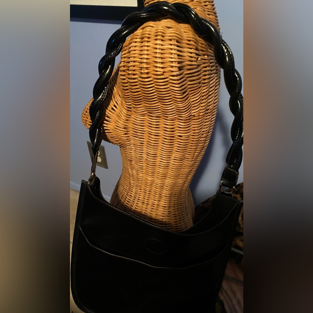 Charming Charlie Black Patent Hobo Bag